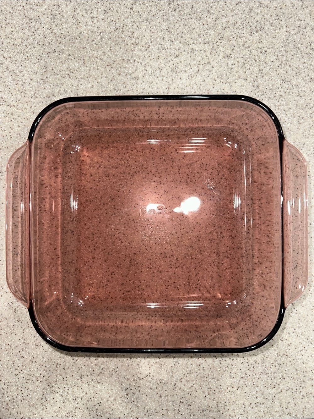 Vintage Pyrex Cranberry Pink Glass Square 8x8 2 qt Baking Dish with Handles